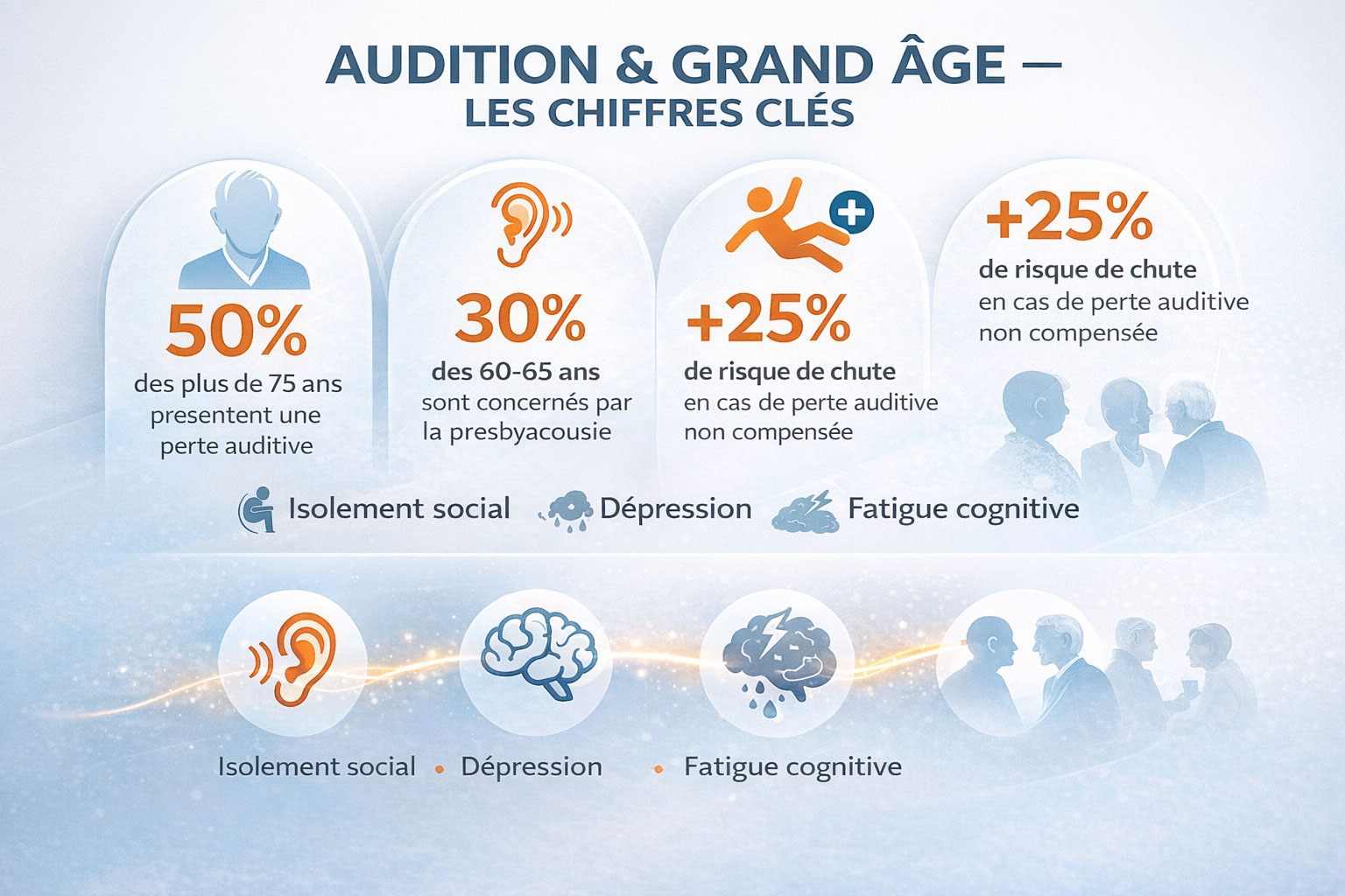 Infographie&nbsp;: Audition et grand âge – chiffres clés sur la perte auditive des seniors